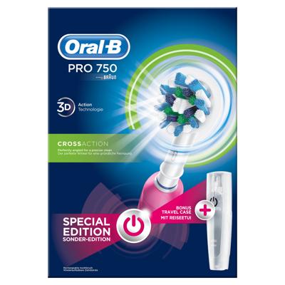 Oral-B PRO 750 CrossAction Oplaadbare Elektrische Tandenborstel Bonusverpakking Oral-B PRO 750 CrossAction Oplaadbare Elektrische Tandenborstel Bonusverpakking