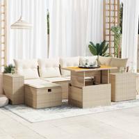 8-delige Loungeset met kussens poly rattan acacia beige - thumbnail