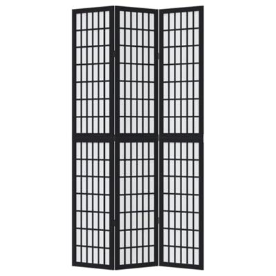 Kamerscherm met 3 panelen massief paulowniahout zwart Kamerscherm met 3 panelen massief paulowniahout zwart