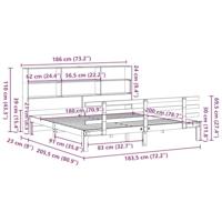 Bed met boekenkast zonder matras grenenhout wit 180x200 cm - thumbnail
