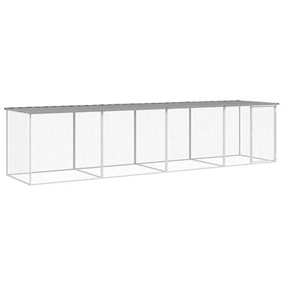 Kippenhok met dak 403x98x90 cm gegalvaniseerd staal lichtgrijs