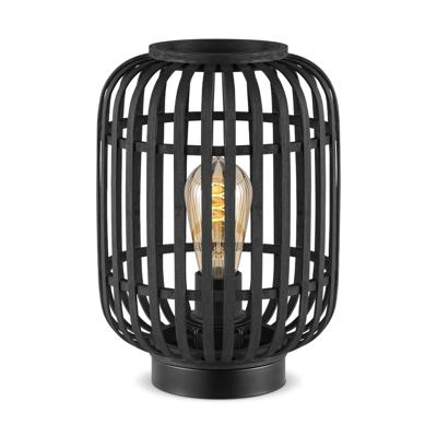 Boheemse stijl Tafellamp - Bamboe Lampenkap - Cilinder - Zwart - Ø21,5 x 30 cm - E27 fitting - Ontworpen voor gebruik in slaapkamers en studeerkamers - Met schakelaar