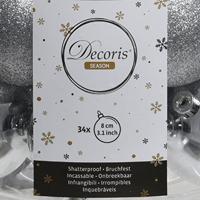 Decoris kerstballen set plastic 34st zilver 8cm - thumbnail