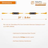 Tether Tools TetherPro Optima 10G USB-C, 31&apos; (9.4m), straight to right black - thumbnail