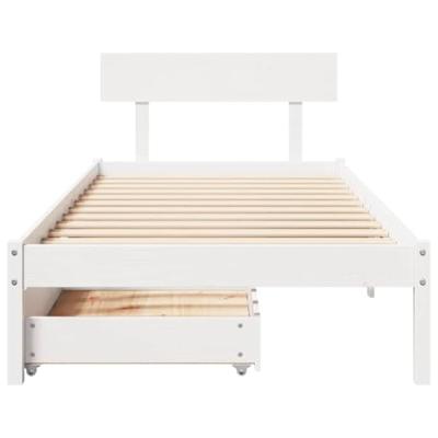 Bedframe zonder matras massief grenenhout wit 90x200 cm