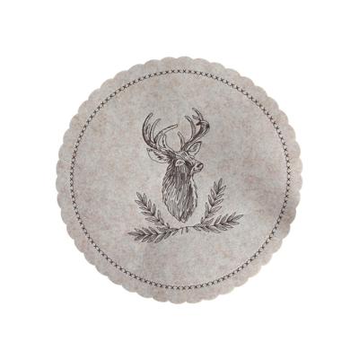 Placemat rendier vilt beige Ø35cm