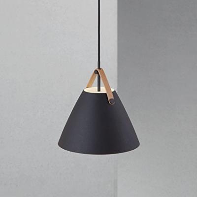 Grote zwarte hanglamp met leer &apos;Strap 27&apos; DFTP 27 cm