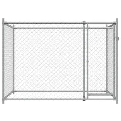 VidaXL Hondenhok met deur 2x2x1,5 m gegalvaniseerd staal grijs