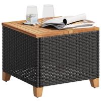 Tuintafel 45x45x37 cm poly rattan en acaciahout zwart - thumbnail