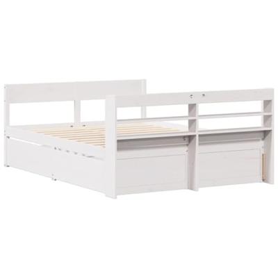 Bedframe zonder matras massief grenenhout wit 140x190 cm