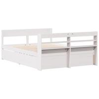 Bedframe zonder matras massief grenenhout wit 140x190 cm - thumbnail