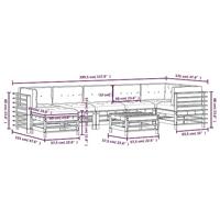 8-delige Loungeset met kussens massief hout wit - thumbnail