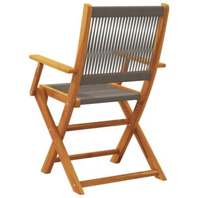 Tuinstoelen 2 st massief acaciahout en polypropeen grijs - thumbnail