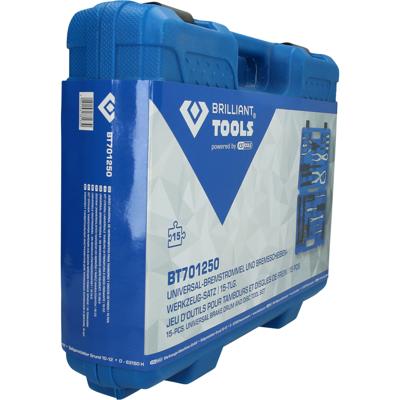 Brilliant Tools BT701250 Universele remtrommel en gereedschapset voor remschijven, 15-delig Brilliant Tools BT701250 Universele remtrommel en gereedschapset voor remschijven, 15-delig