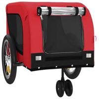 Hondenfietstrailer oxford stof en ijzer rood en zwart - thumbnail