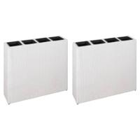 vidaXL Plantenbak verhoogd met 4 potten 2 st poly rattan wit - thumbnail