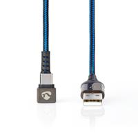 Nedis GCTB60600BK10 Usb 2.0-kabel A Male Naar Type-c™ Male 180°-aansluiting Voor Gaming 1,0 M Rond Gevlochten Zwart-blauw - thumbnail