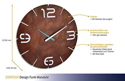 TFA Dostmann 60.3536.08 Wandklok Zendergestuurd 350 mm x 35 mm Roest TFA Dostmann 60.3536.08 Wandklok Zendergestuurd 350 mm x 35 mm Roest