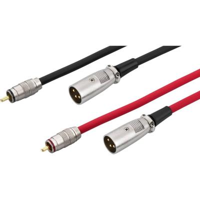 Monacor 0065320 Cinch / XLR Audio Verbindingskabel [1x Cinch-stekker - 1x XLR-stekker] 1.5 m Rood/zwart