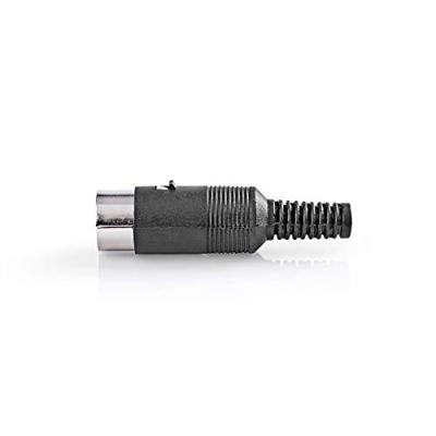 DIN-stekker - recht - stekker - vernikkeld - twist-on - kabelingangsdiameter: 6,0 mm - PVC - zwart - 25 stuks - plastic zak