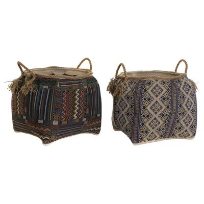 Mand DKD Home Decor Natuurlijke Vezel 41 x 41 x 40 cm Boho (2 Stuks)