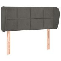 Hoofdbord met randen 83x23x118/128 cm fluweel donkergrijs - thumbnail