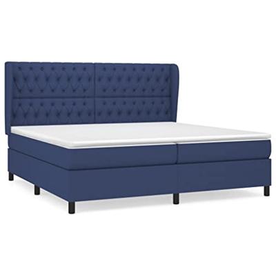 Boxspring met matras stof blauw 200x200 cm