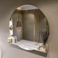 MONDIAZ SPOT spiegel rond 100cm met Spiegelplanchet kleur Glace. - thumbnail