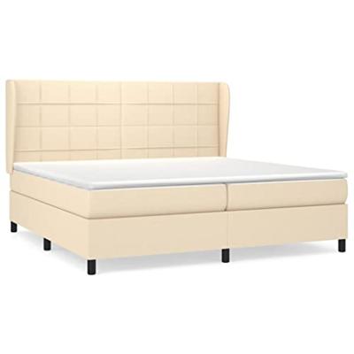 Boxspring met matras stof crèmekleurig 200x200 cm