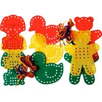 Bouhon rijgdiertjes, 9 stuks + 6 veters van 70 cm - thumbnail