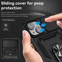 Lunso - Armor backcover hoes met ringhouder - iPhone 14 Plus - Zwart - thumbnail