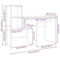 Bureau met lade Sonoma eiken 131,5 x 50 x 106,5 cm Bewerkt hout - thumbnail