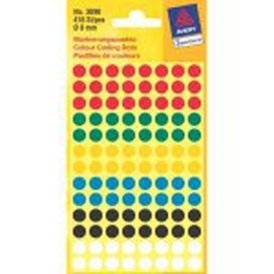 Etiket avery 3090 rond 8mm assorti 416st | 10 stuks