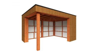 Trendhout Capri overkapping 425x375 Plat dak model rechts Lariks/Douglas blank- Plat dak- -
