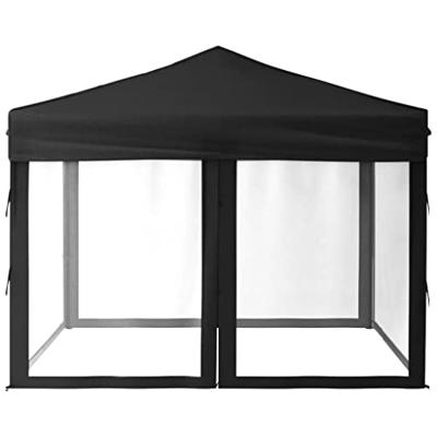 Partytent inklapbaar met zijwanden 3x3 m zwart