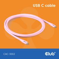 Club3D USB4 Gen 3x2 20Gbps 240W USB Type-C 2m Roze - thumbnail