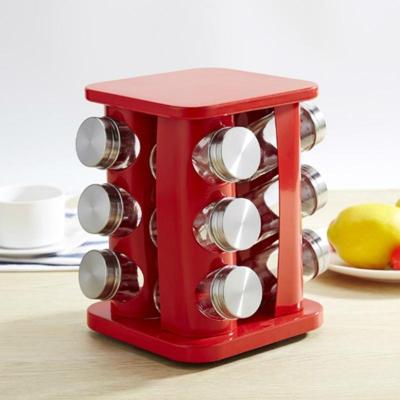 12 in 1 roestvrijstalen Canister set met draaibare houder (rood)