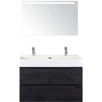Maxx XL Badmeubelset 100 cm - Black Oak - Wastafel Kube 2 Kraangaten met Sence Spiegel - thumbnail