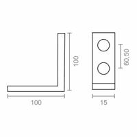 Hoeksteun EDM 86087 an02 Staal 100 x 100 x 15 mm 4 Stuks - thumbnail