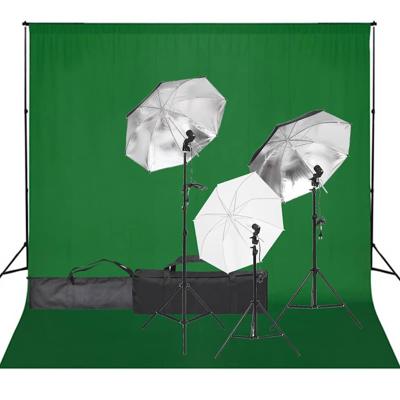 Fotostudioset met verlichtingsset en achtergrond
