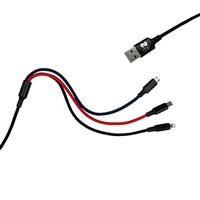 Kabel Micro USB Subblim Premium 3in1 Blauw Zwart Rood 1 m (1 Stuks) - thumbnail