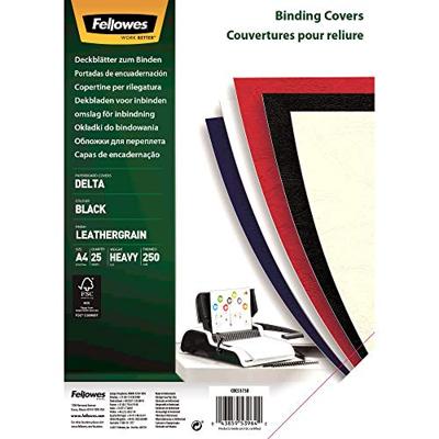 Fellowes schutbladen lederlook ft A4, 180micron, zwart, pak van 25 stuks