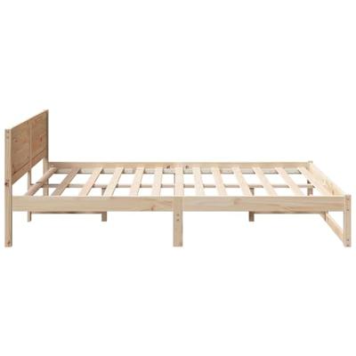 Bedframe met hoofdeinde Naturel 150 x 200 cm Massief grenenhout