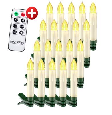 20 set LED Kerstboomverlichting kaarsen met afstandsbediening warm wit