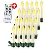 20 set LED Kerstboomverlichting kaarsen met afstandsbediening warm wit - thumbnail