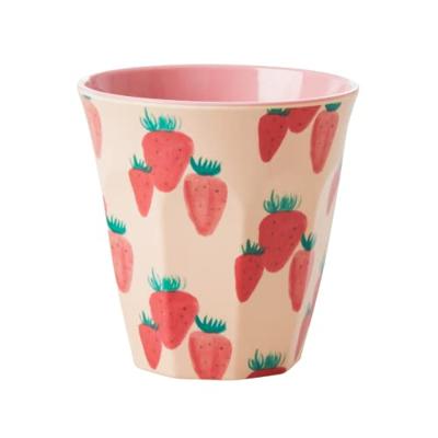 Melamine kinderbeker STRAWBERRY 250 ml rice abrikoos