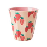 Melamine kinderbeker STRAWBERRY 250 ml rice abrikoos - thumbnail