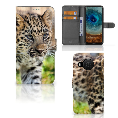 Nokia X10 | Nokia X20 | Telefoonhoesje | Met pasjeshouder | Baby Luipaard
