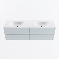 MONDIAZ VICA 160cm badmeubel onderkast Clay 4 lades. Wastafel MOON dubbel zonder kraangat, kleur Talc. - thumbnail