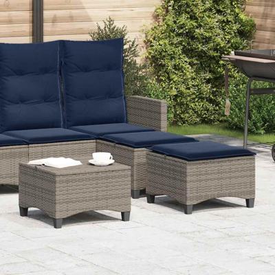 Tuinkrukken met kussens 2 st 55x55x36 cm poly rattan grijs Tuinkrukken met kussens 2 st 55x55x36 cm poly rattan grijs